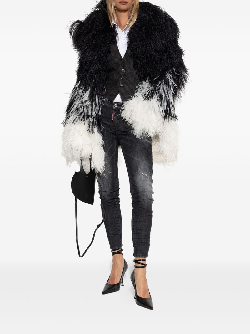 DSQUARED2 feather-trimmed jacket outlook
