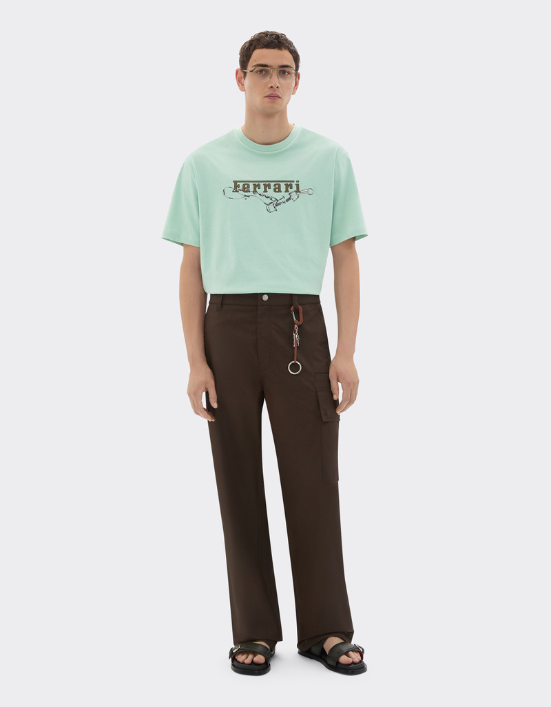 Ferrari Cotton T-shirt with Ferrari embroidery outlook
