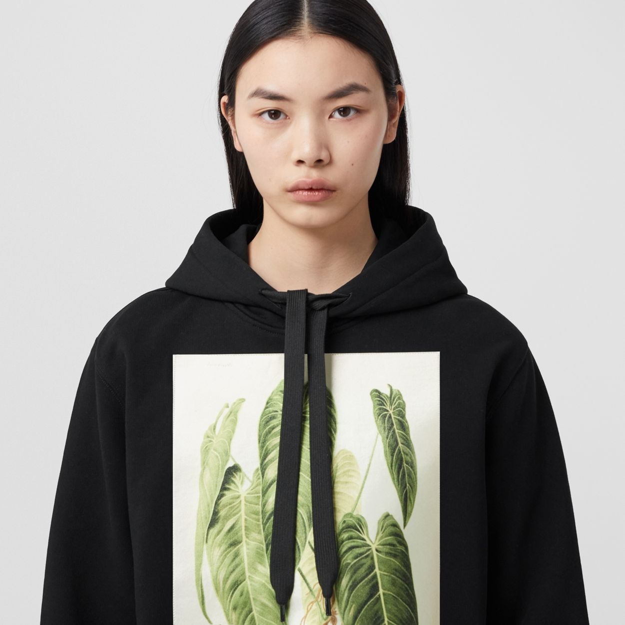 Botanical Sketch Print Cotton Oversized Hoodie - 3