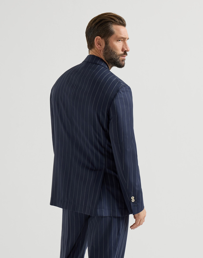 One-and-a-half-breasted blazer in super 150s virgin wool wide chalk stripe batavia 3