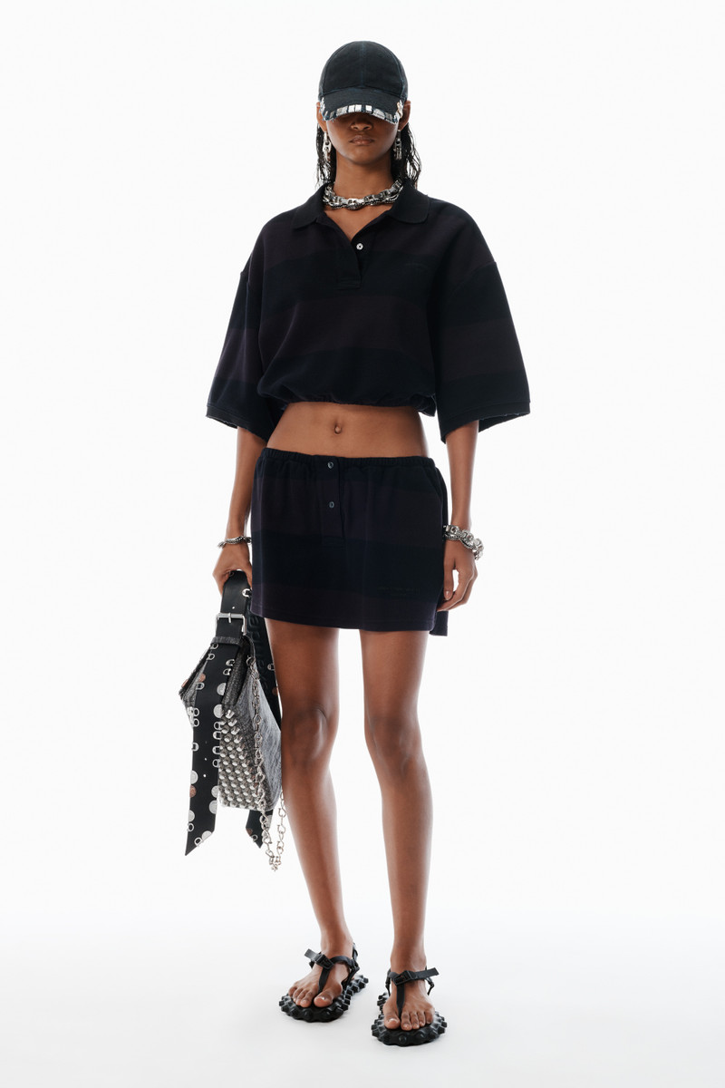 Alexander Wang black striped pique polo outlook