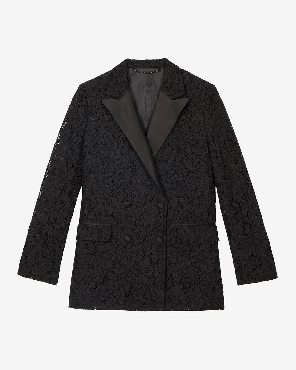 BLACK LACE SUIT JACKET - 1