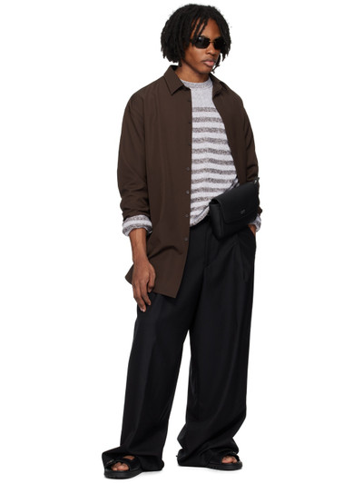 FERRAGAMO White & Brown Striped Sweater outlook