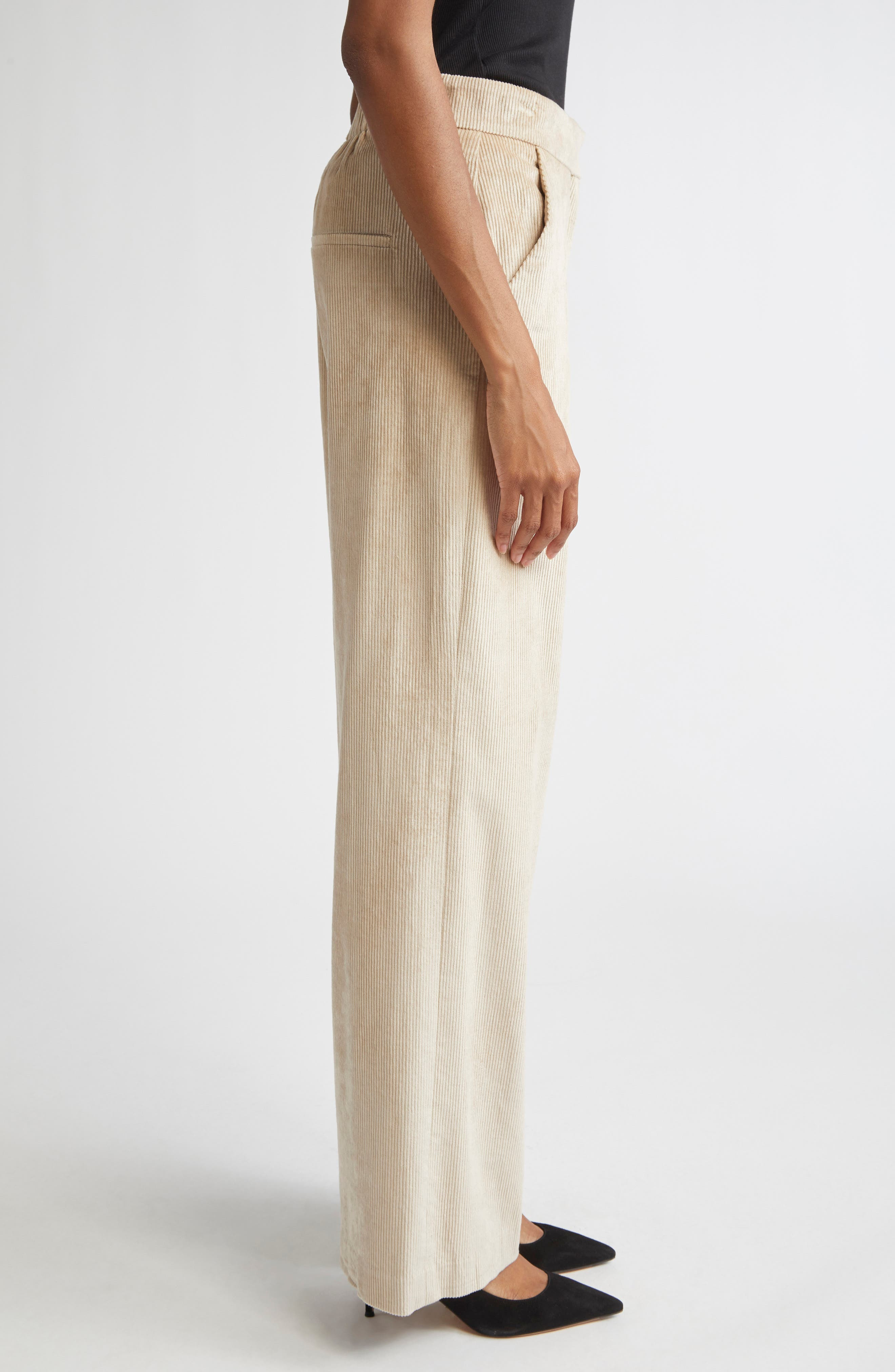 Veronica Beard Grigore Cotton Blend Corduroy Pants in Heathered Sand at Nordstrom - 4