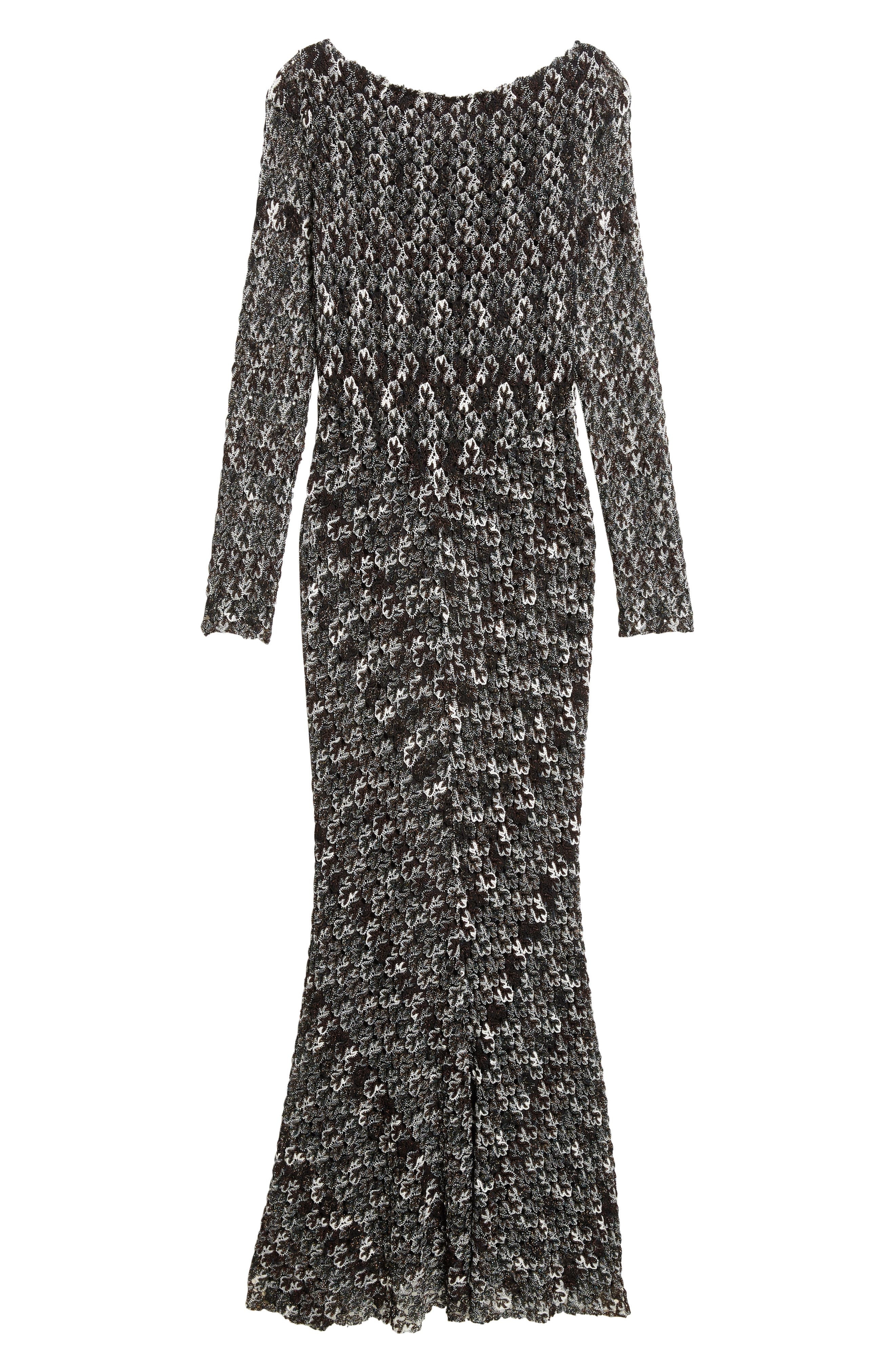 Missoni Knit Metallic Lace Maxi Dress in Dark Brown And Black at Nordstrom - 5