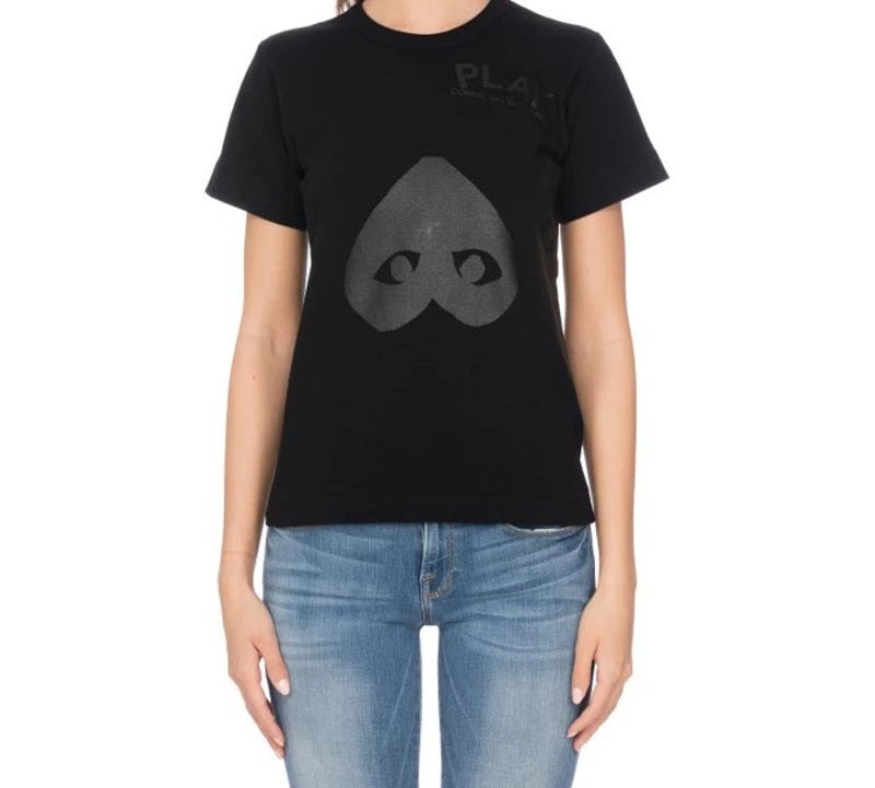 (WMNS) COMME des GARCONS PLAY Upside Down Three Hearts Tee 'Black Black' AZ-T195-051-1 - 3