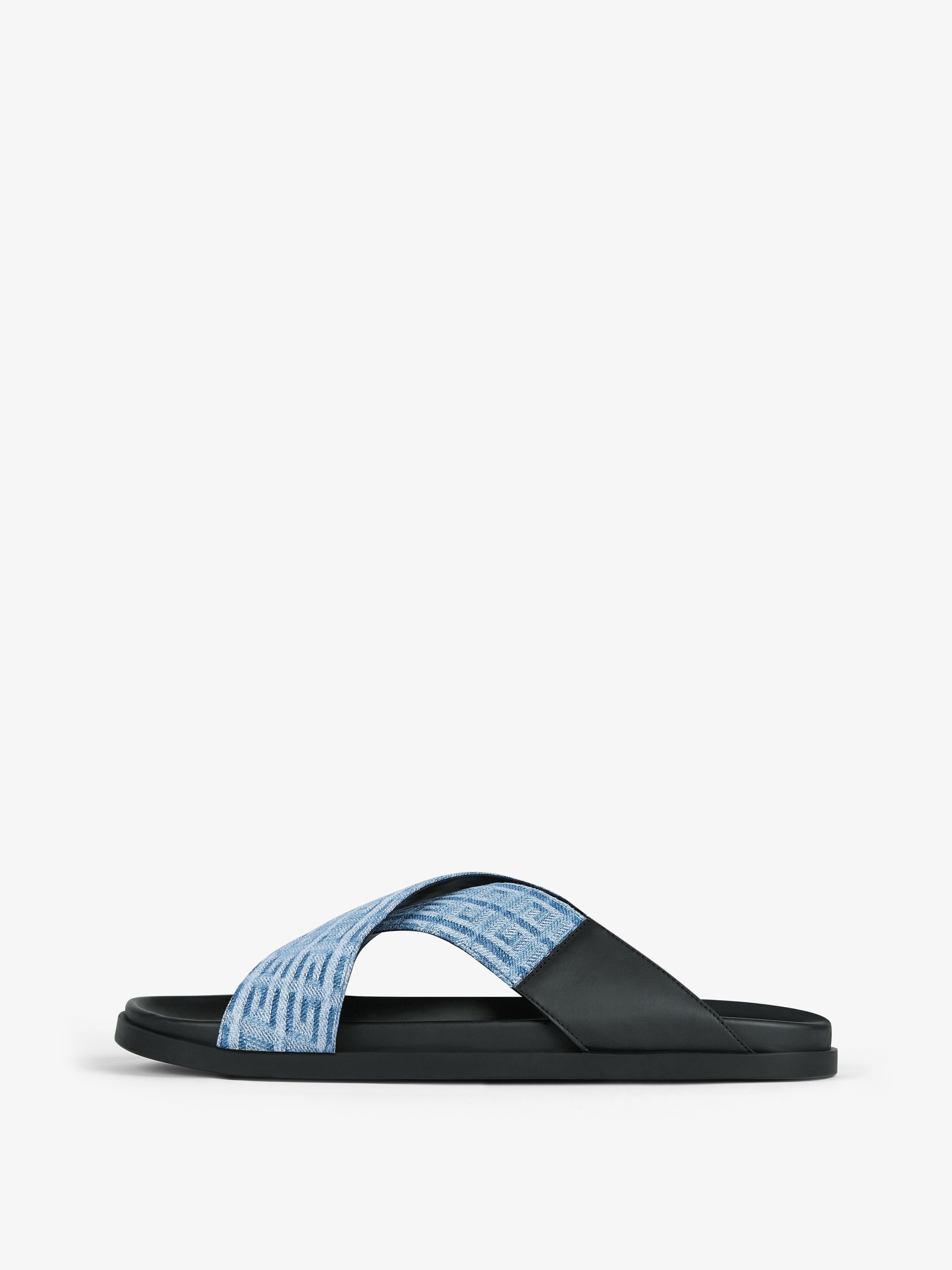 G PLAGE FLAT SANDALS WITH CROSSED STRAPS IN 4G DENIM - 3