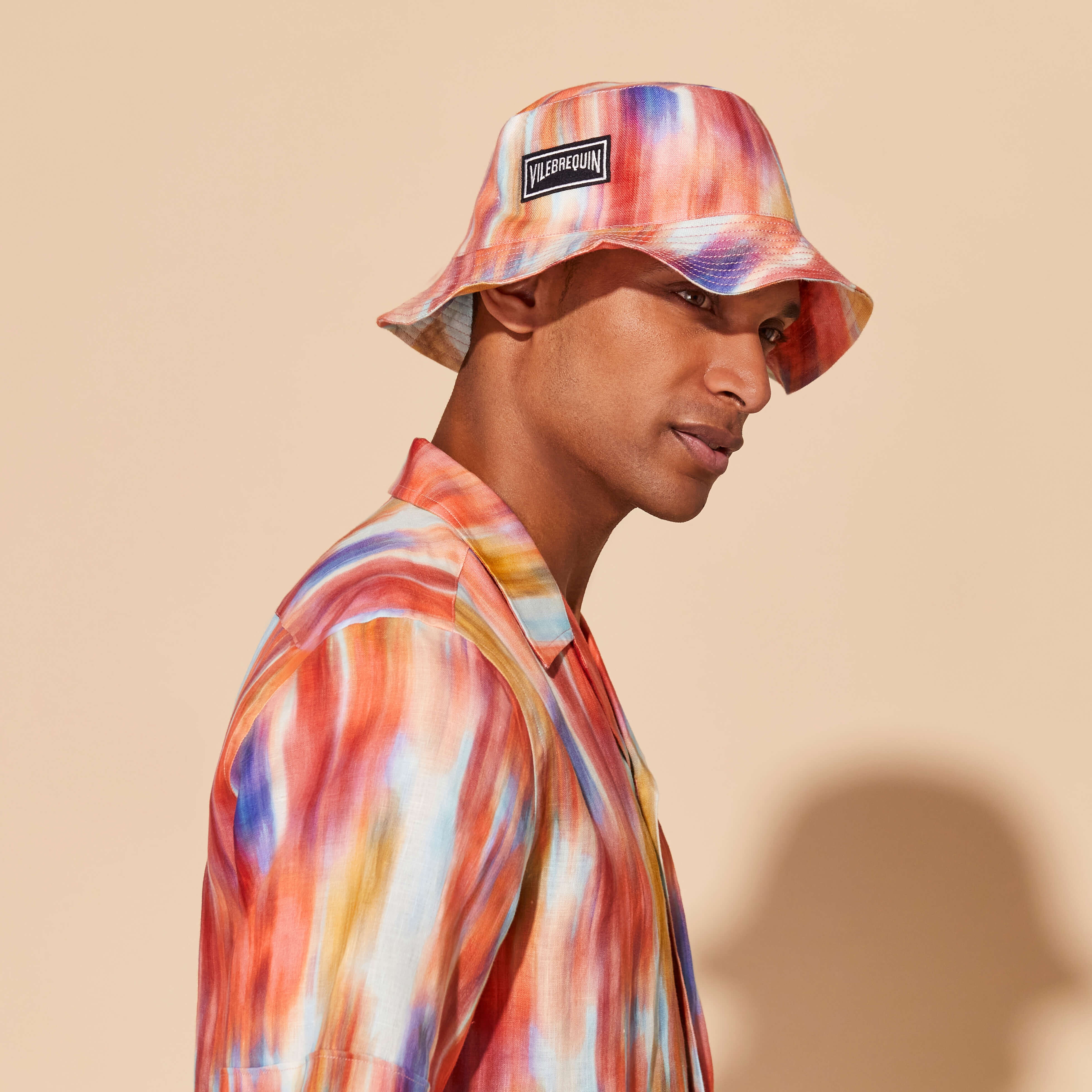 Linen Bucket Hat Ikat Flowers - 3