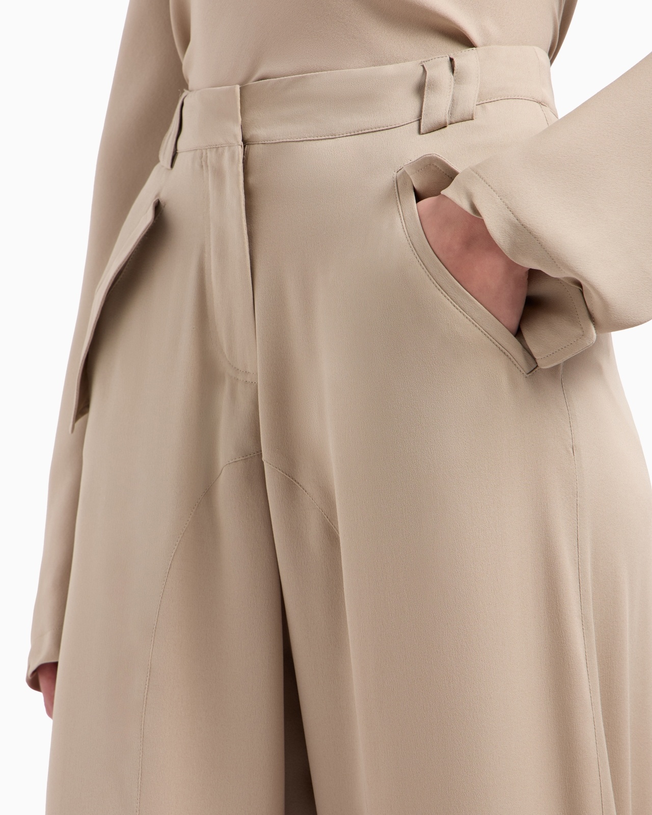 TRIPLE SILK GEORGETTE STRAIGHT TROUSERS - 5