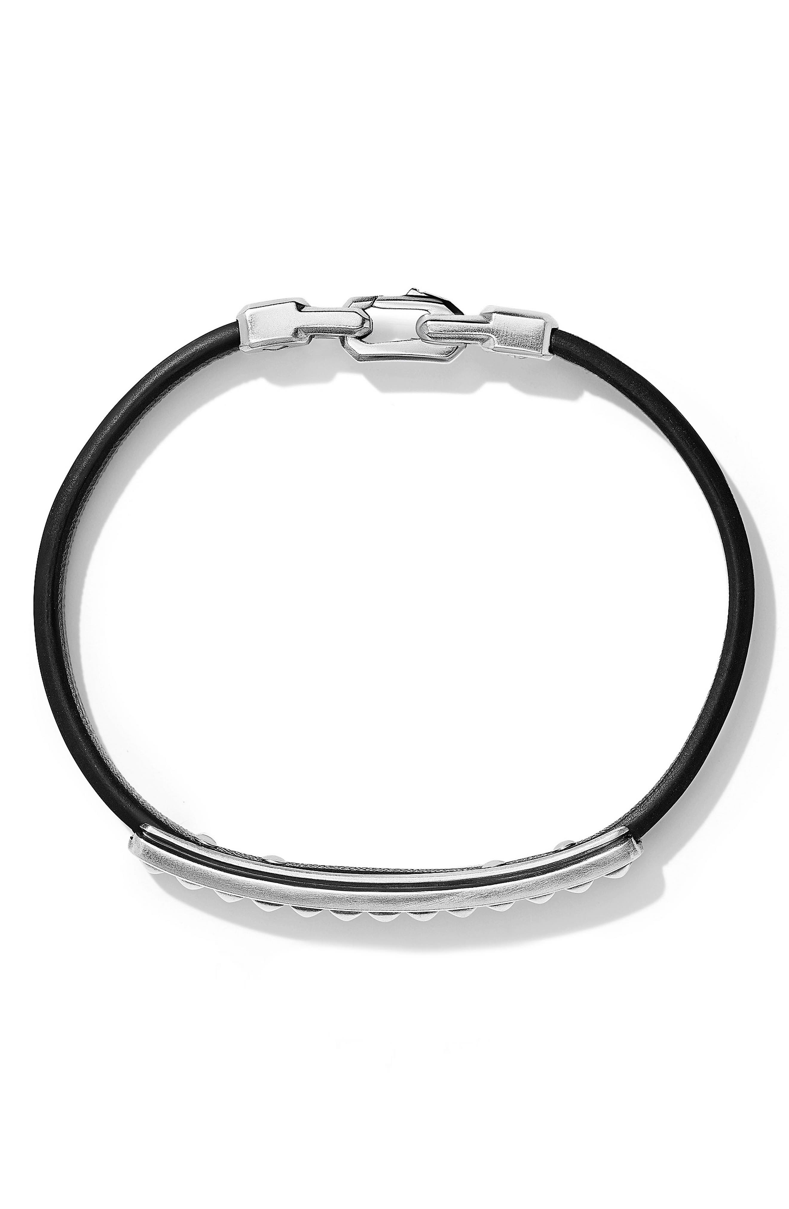 David Yurman Men's Pyramid Stud Leather ID Bracelet in Silver at Nordstrom - 2