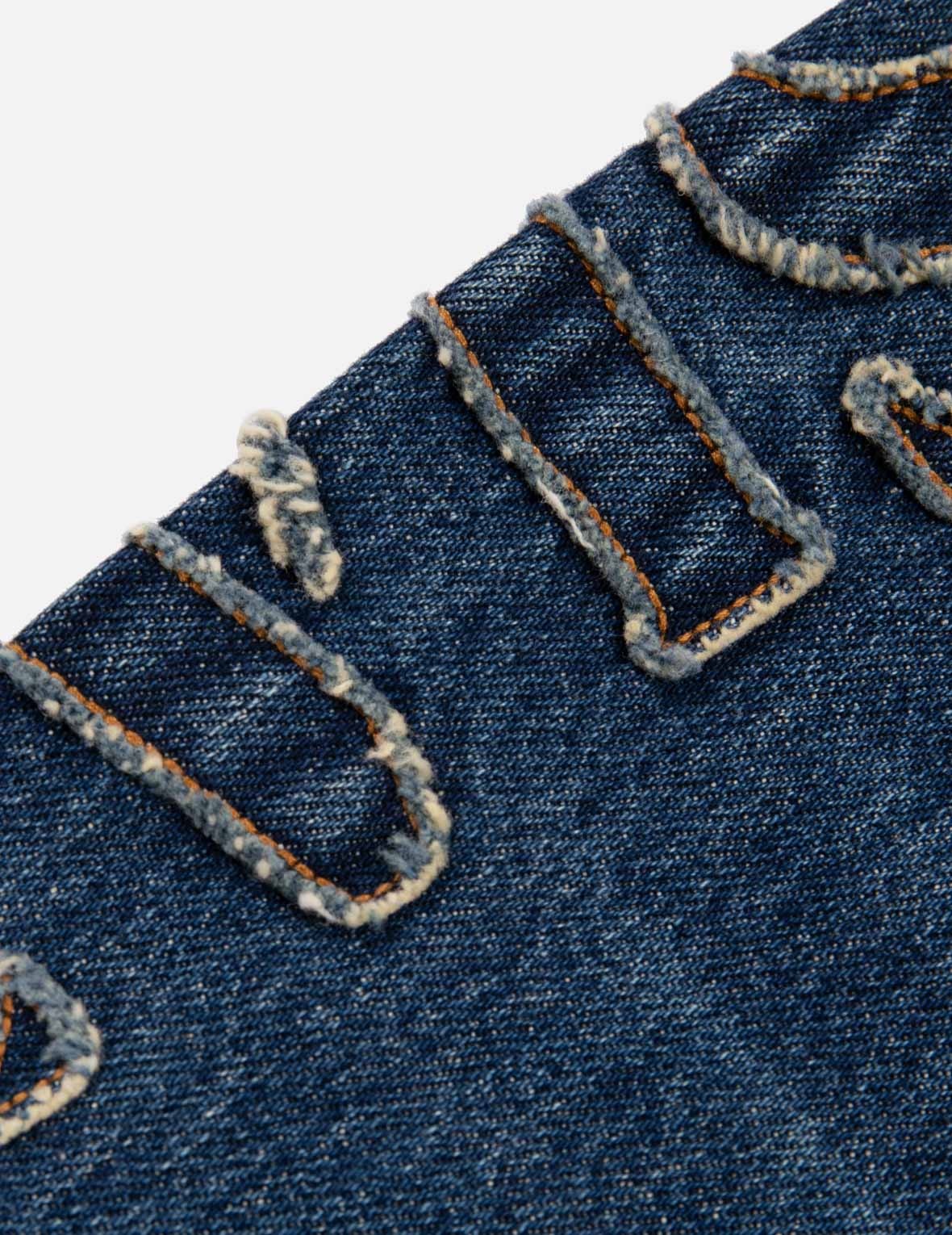 GRUNGE STYLE LOGO AND SEAGULL APPLIQUÉ RELAX FIT DENIM SHIRT - 9