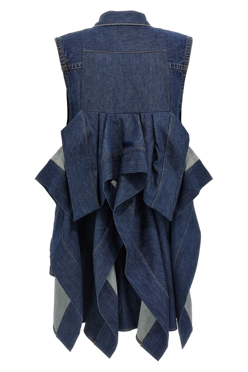 sacai Ruffled denim dress outlook