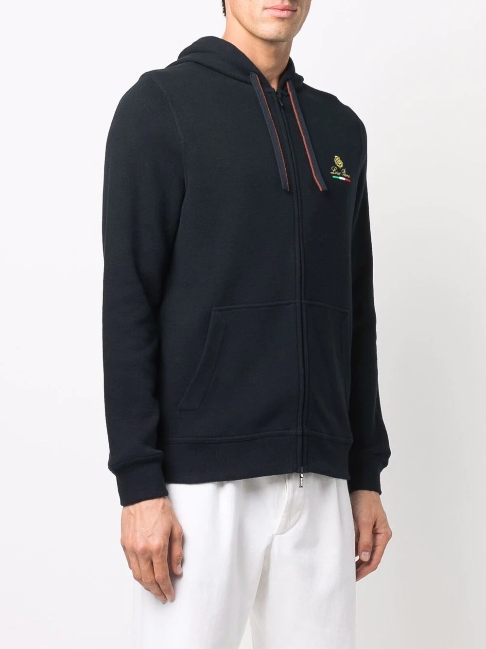 embroidered-logo zip-up hoodie - 3