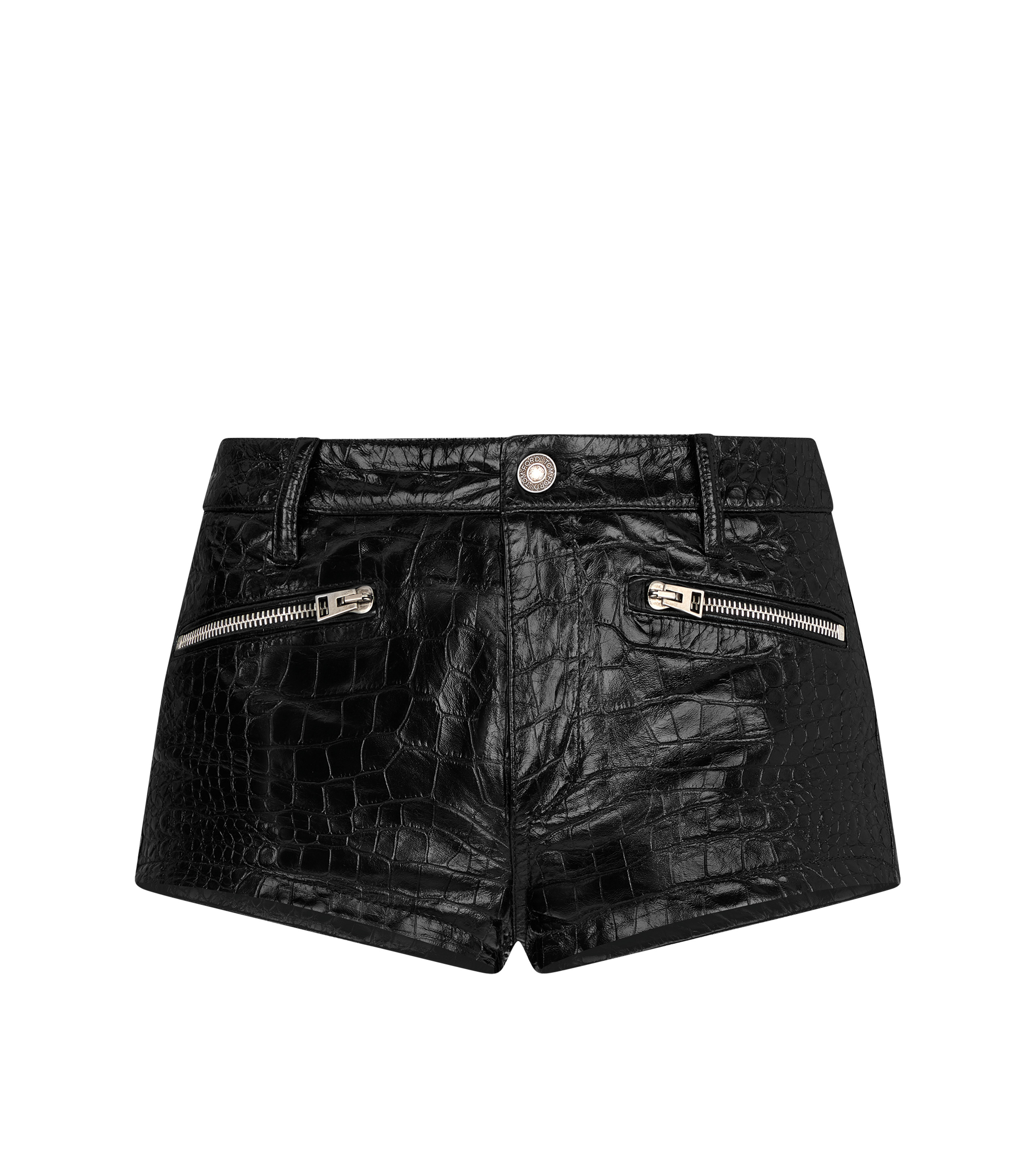 EMBOSSED LEATHER MINI SHORTS - 1