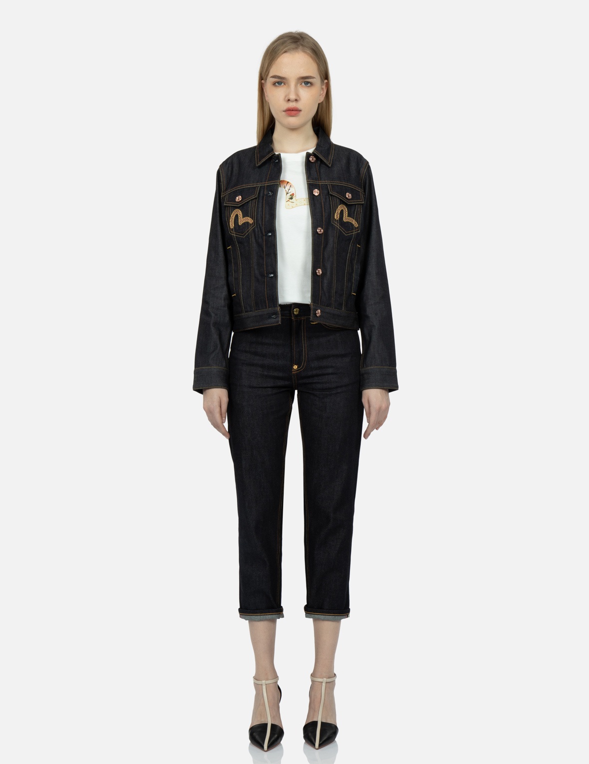 BROCADE DAICOCK INSERT BOYFRIEND JEANS - 6
