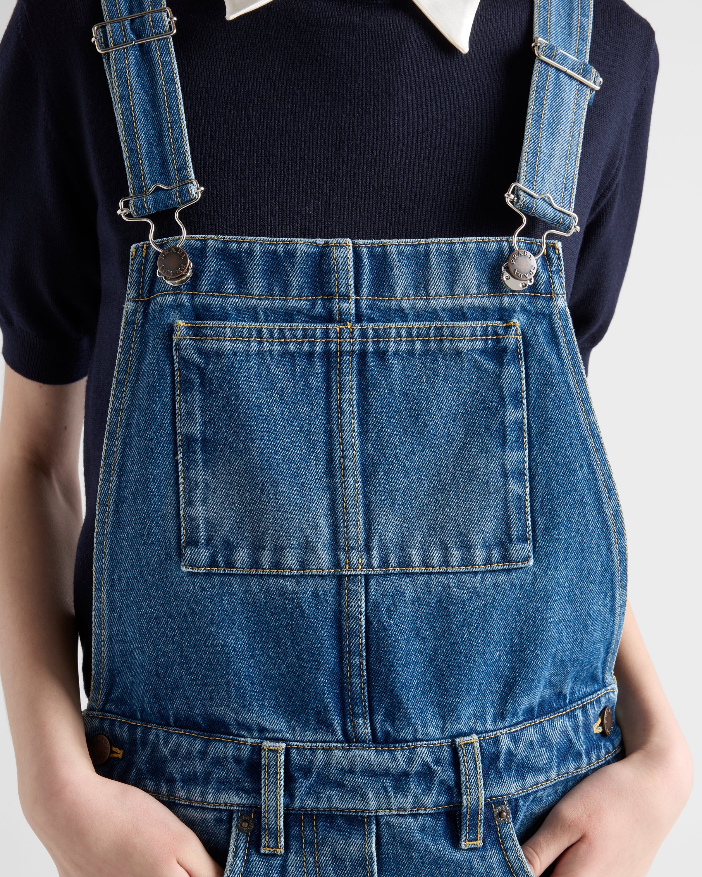 Denim bib overall mini-dress - 4