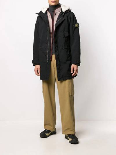 Stone Island logo-patch parka coat outlook