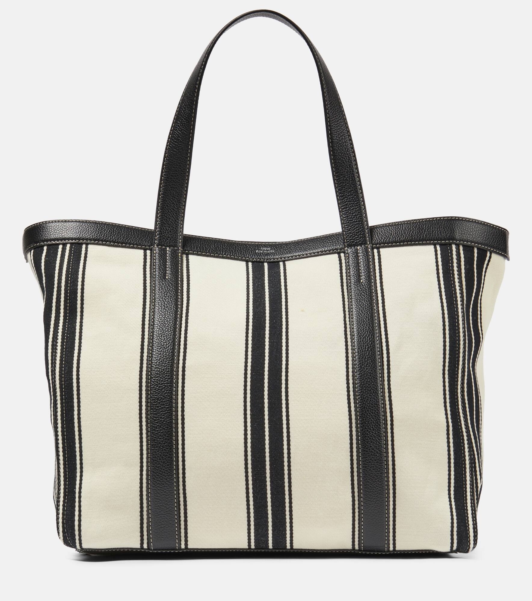 Striped jacquard canvas tote bag - 1