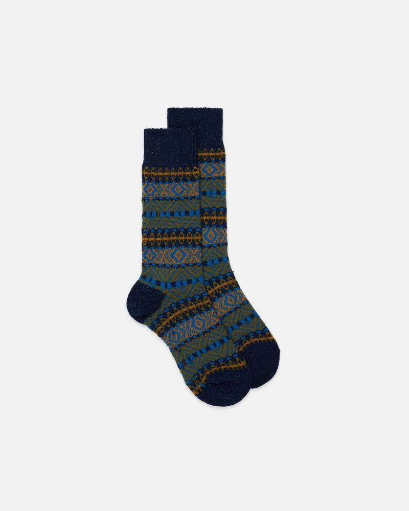MADE-IN-ENGLAND NAVY FAIR ISLE WOOL SOCKS 1