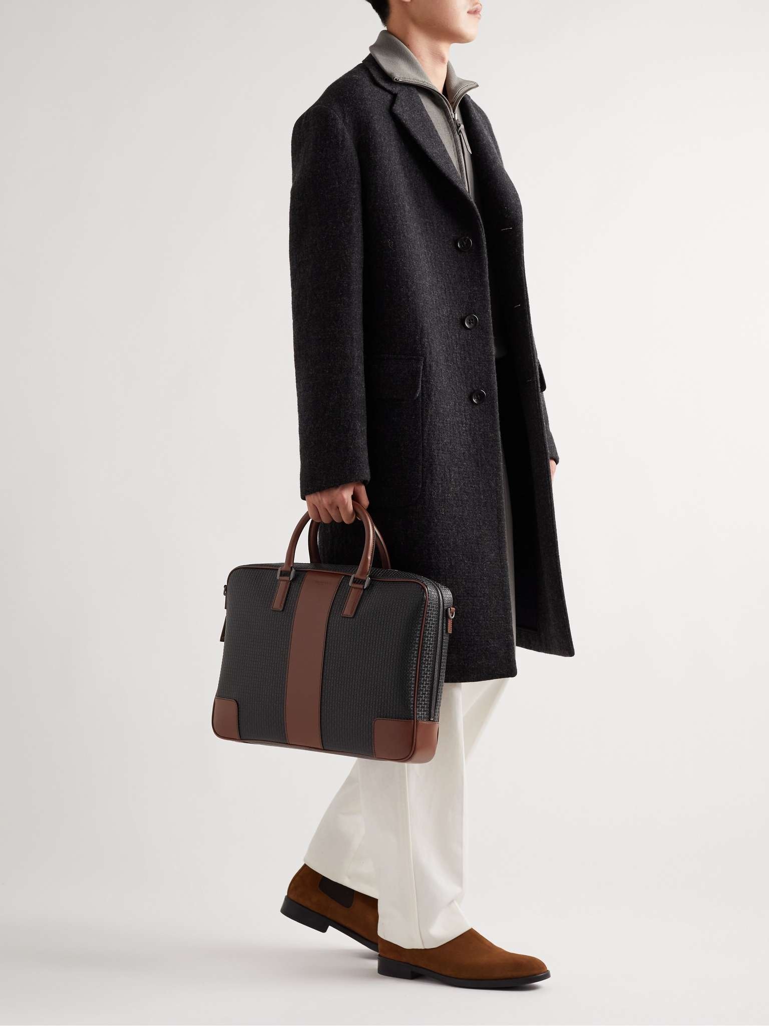 Stepan Leather-Trimmed Monogrammed Coated-Canvas Briefcase - 2