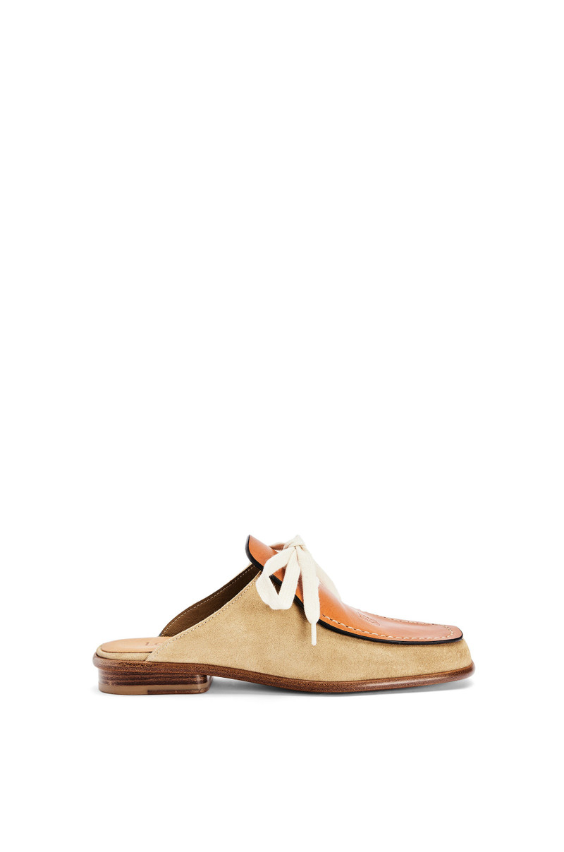 Lace up mule in suede and calfskin 1