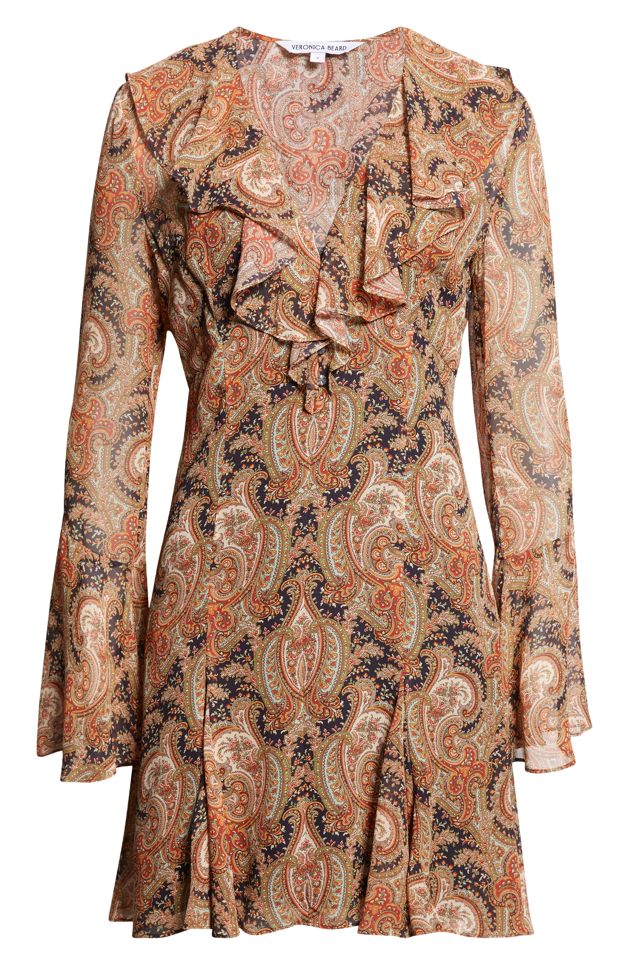 Veronica Beard Adrienne Long Sleeve Silk Dress in Navy Multi at Nordstrom - 5