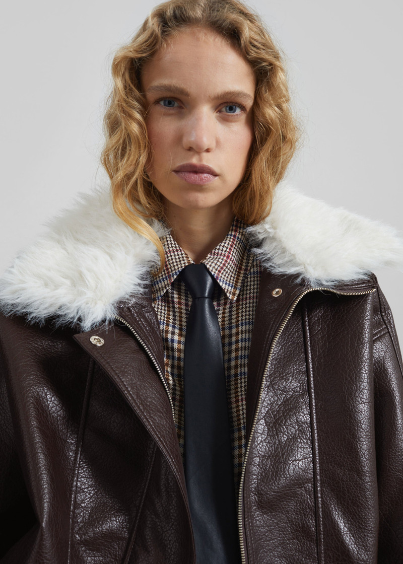 Gemonio Faux Leather Jacket - Brown 5