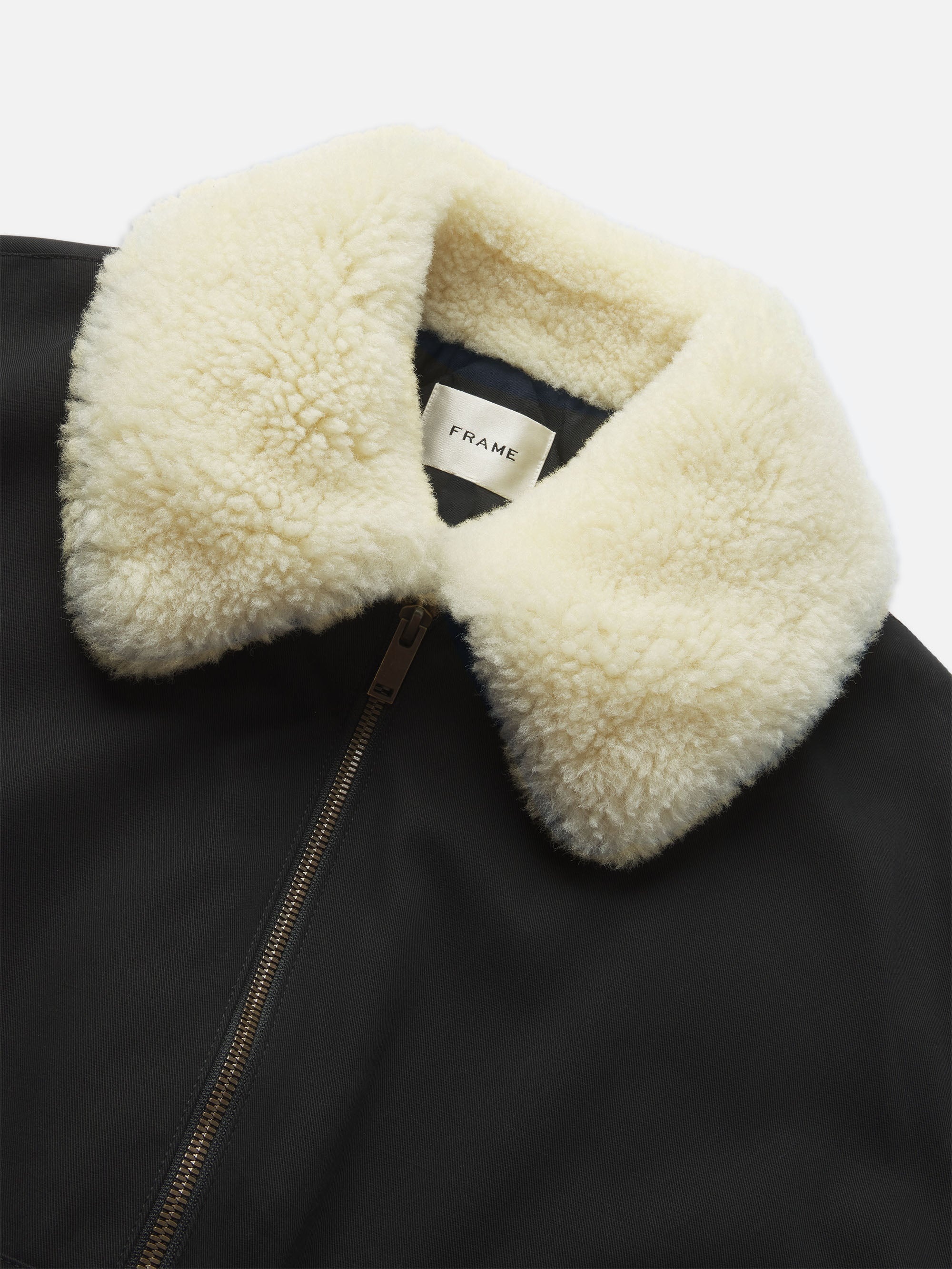Mixed Leather Bomber in Black - 4