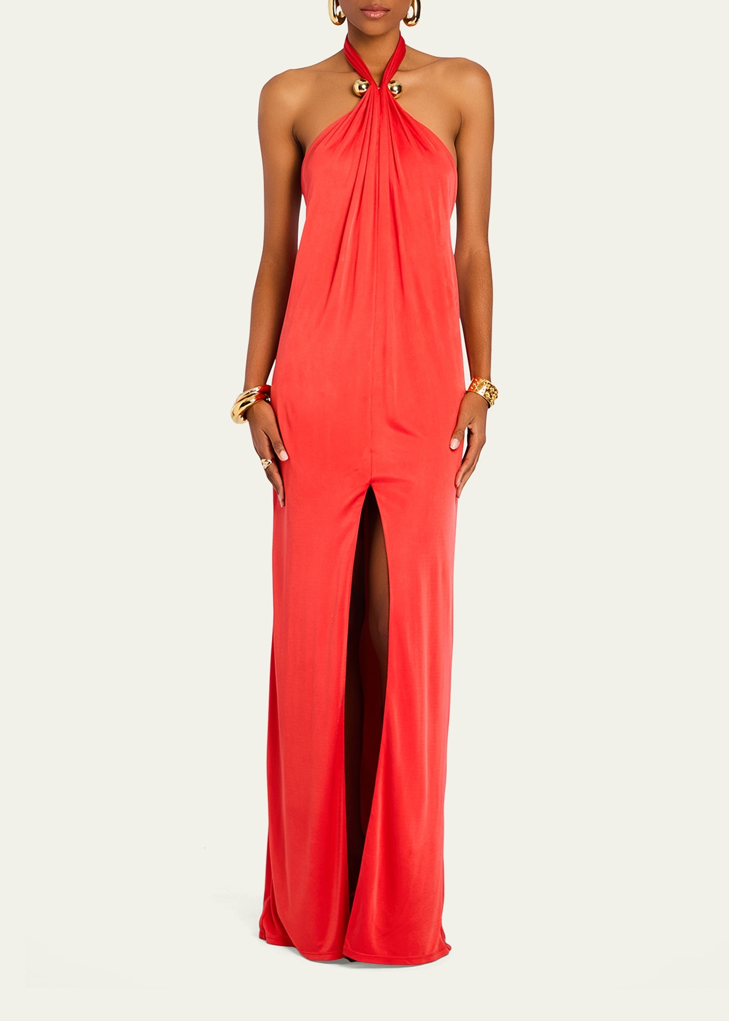 Becs Satin Halter Gown - 2