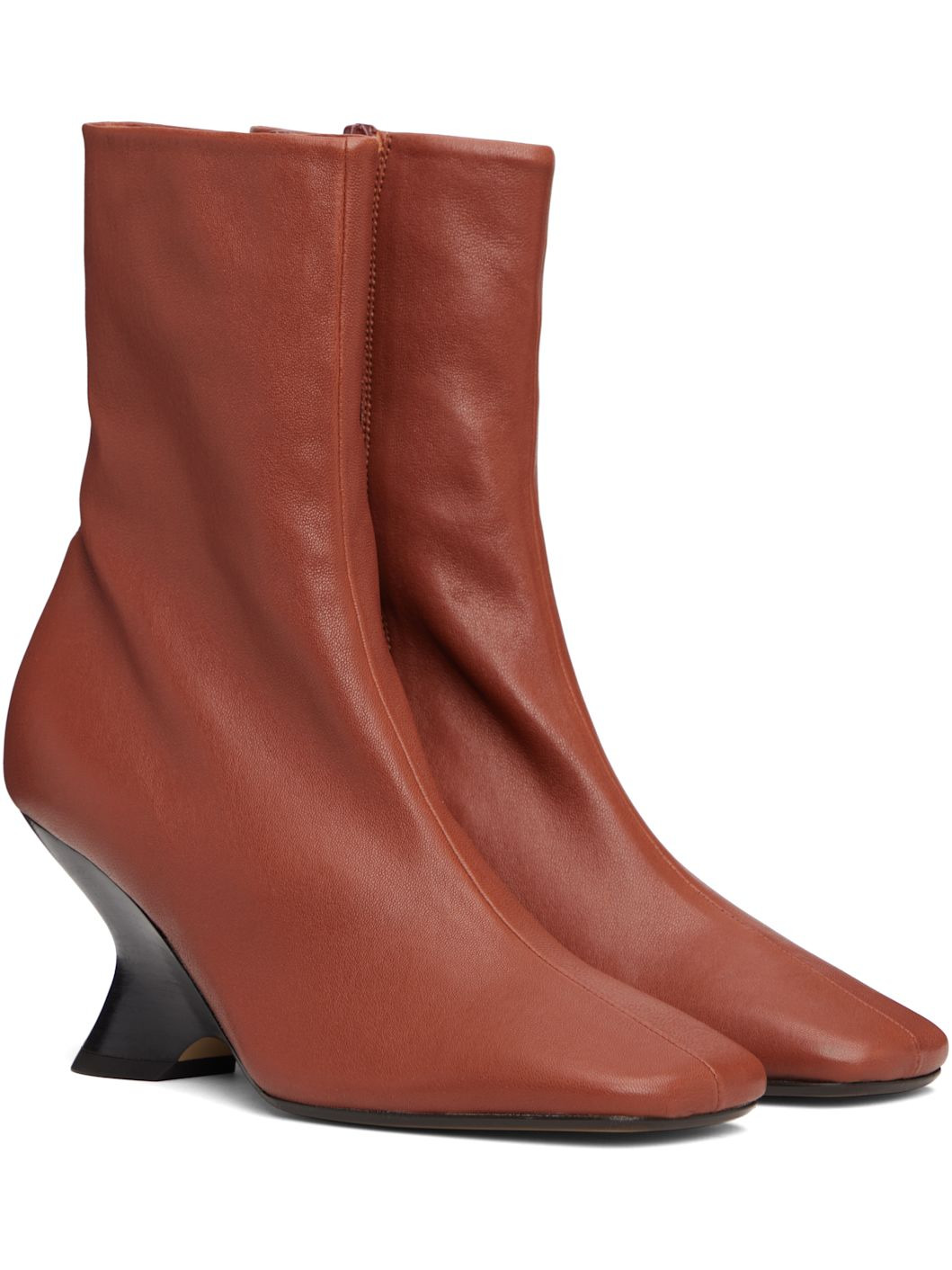 Brown Heeled Ankle Boots - 4