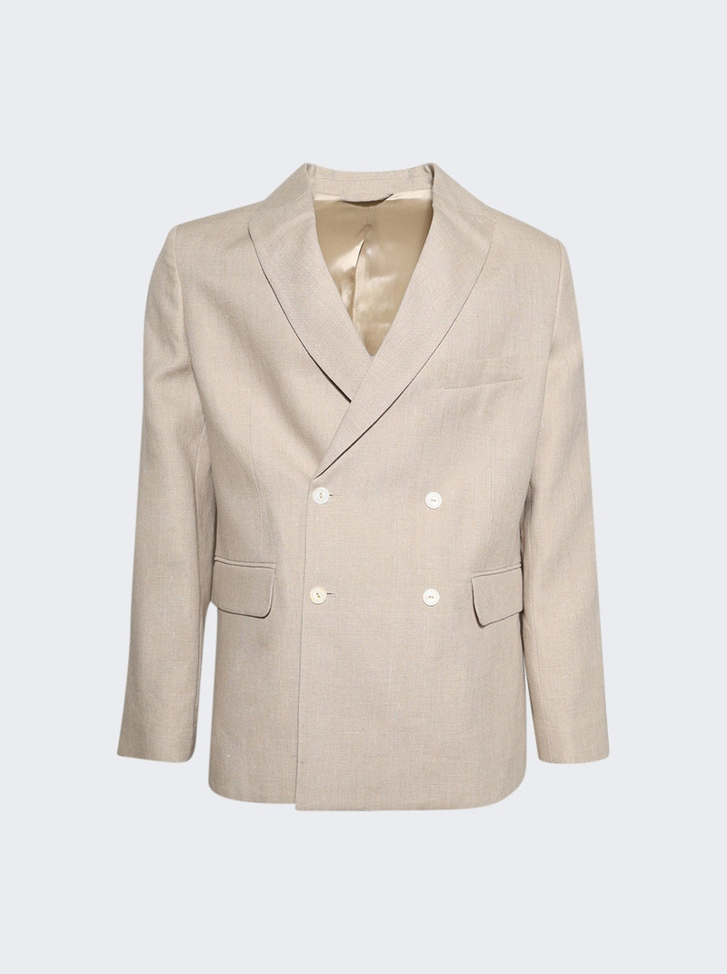 Lightweight Double Breasted Suit Jacket Wheat 1