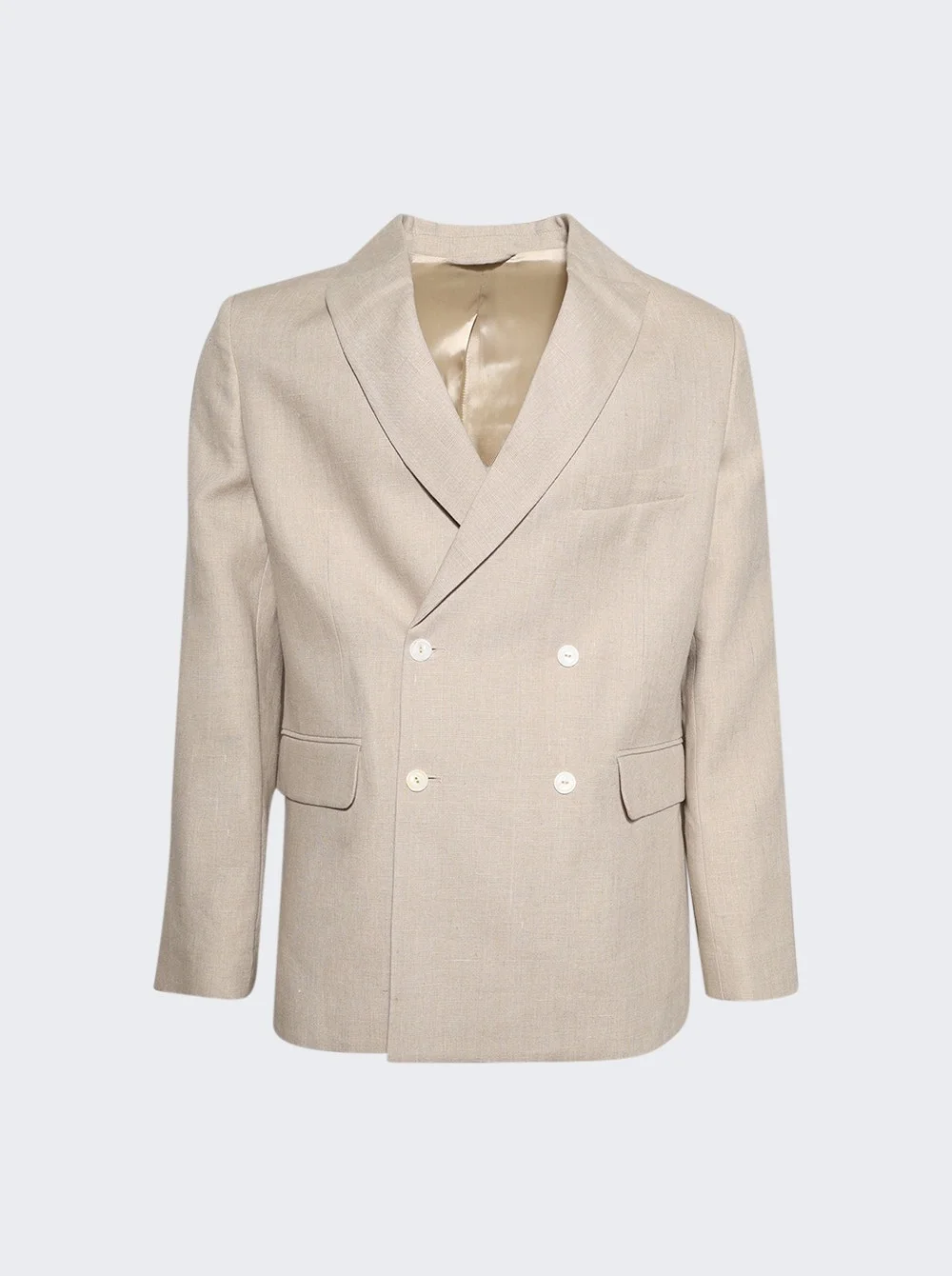 Lightweight Double Breasted Suit Jacket Wheat - 1