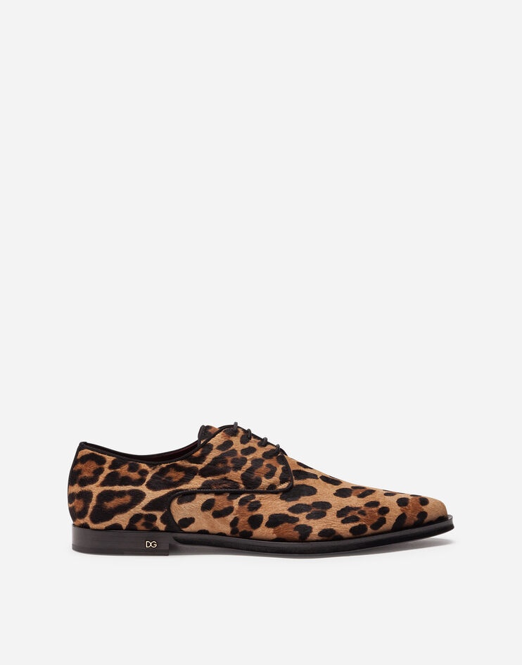 Leopard-print pony hair derby shoes - 1