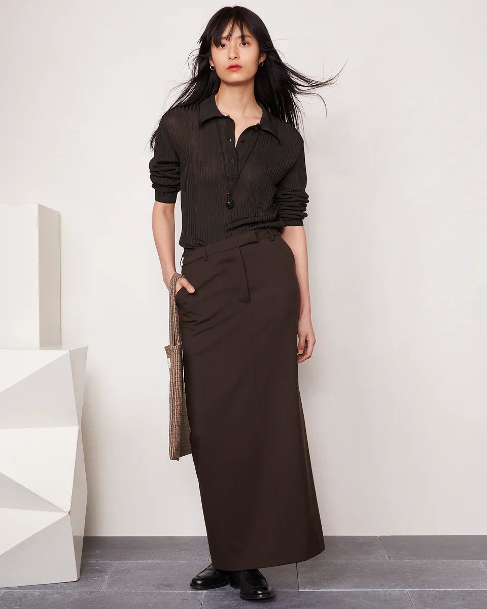 Jana Ribbed Polo Dark Coffee - 2