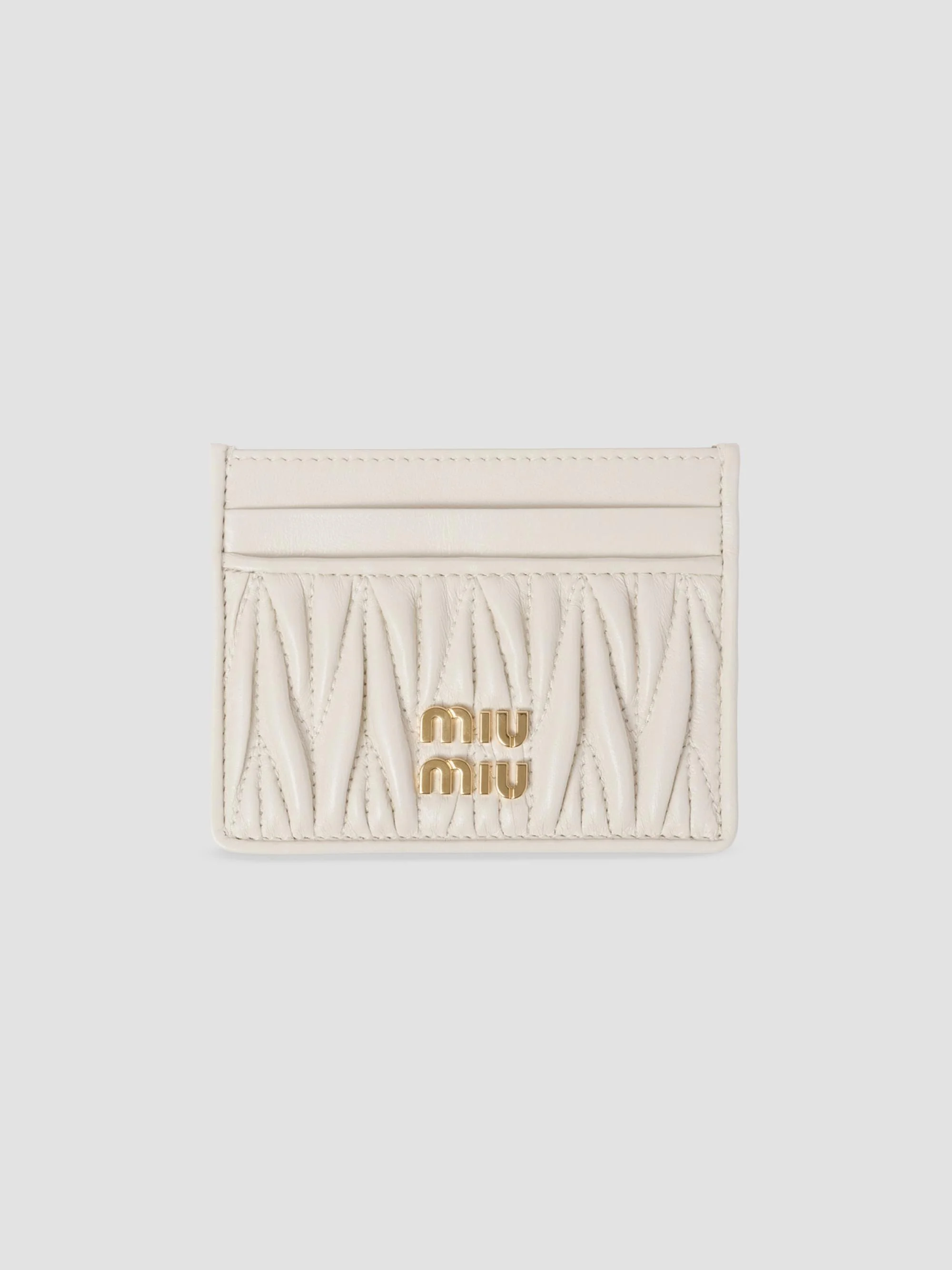 Women's Matelassé Nappa Leather Card Holder - Off White - 1