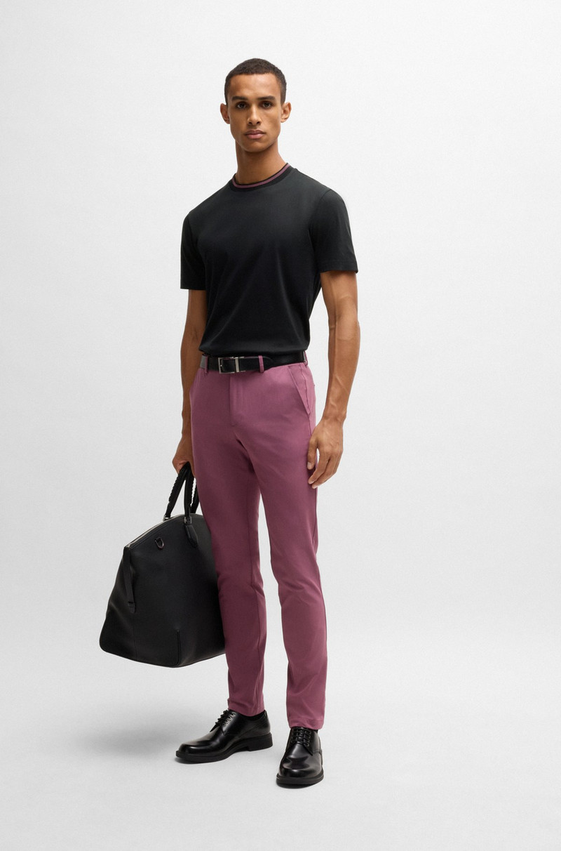 BOSS MERCERIZED-COTTON SLIM-FIT T-SHIRT WITH COLLAR STRIPE outlook