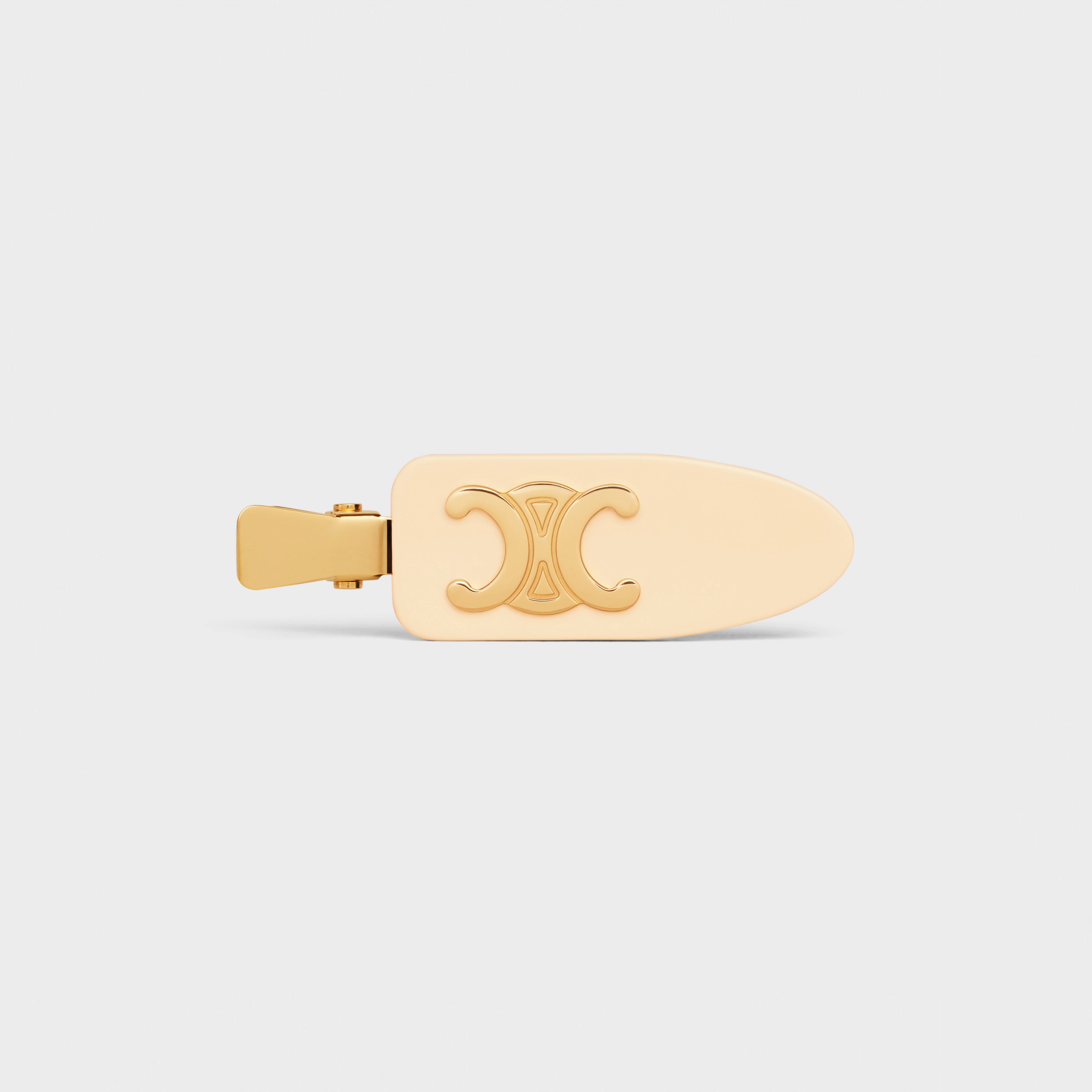 Triomphe Flat Hair Clip in Vanilla Acetate and Brass with Gold Finish and Steel - 1
