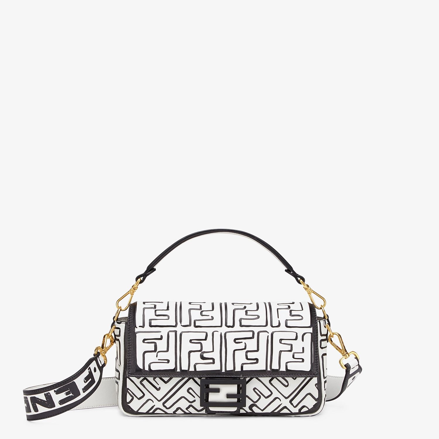 White nappa leather FF print bag - 1