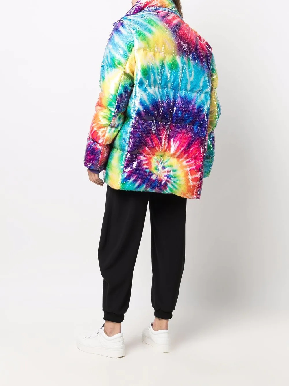 tie-dye print padded coat - 6