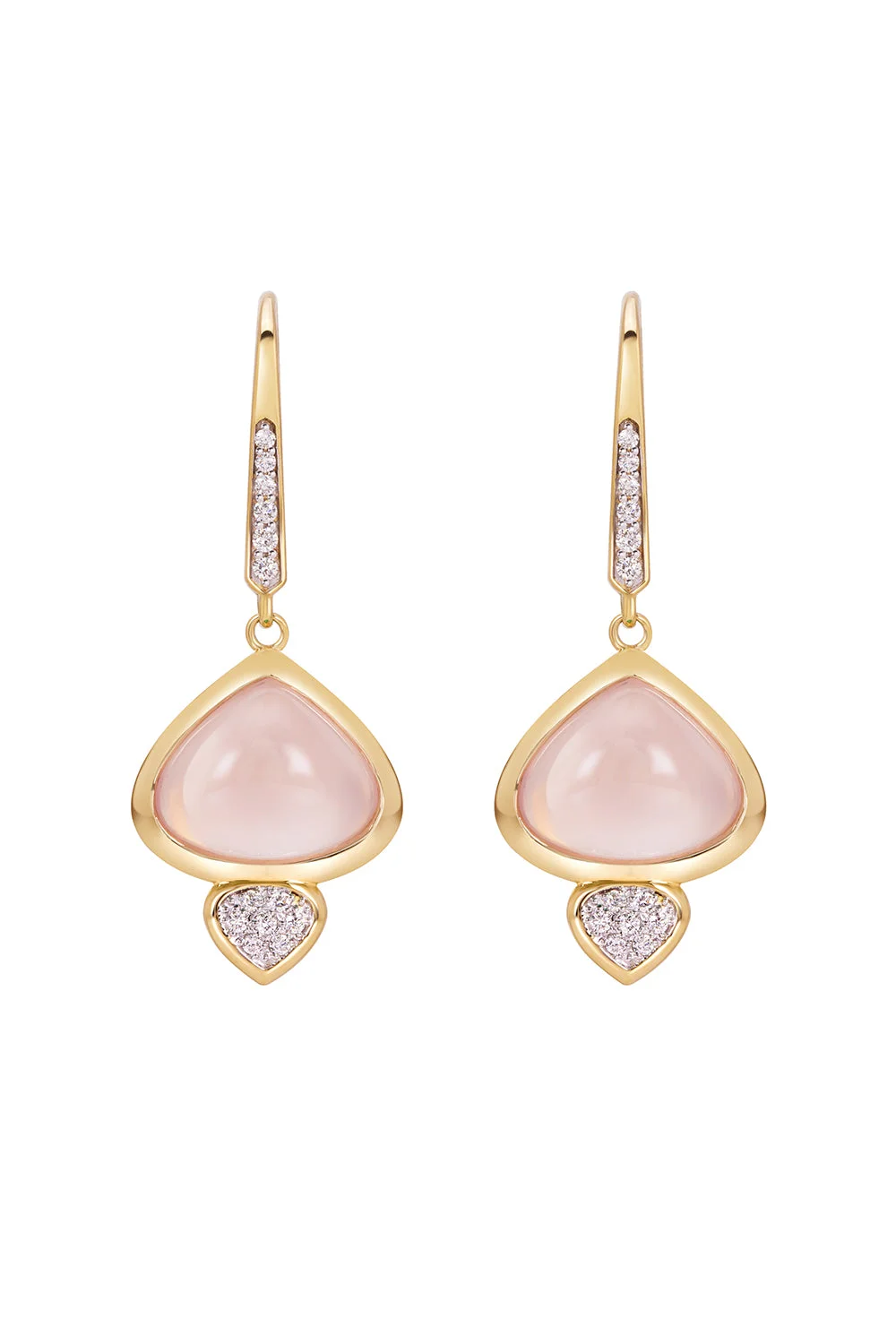 Rose Quartz Diamond Trisolina Drop Earrings - 1
