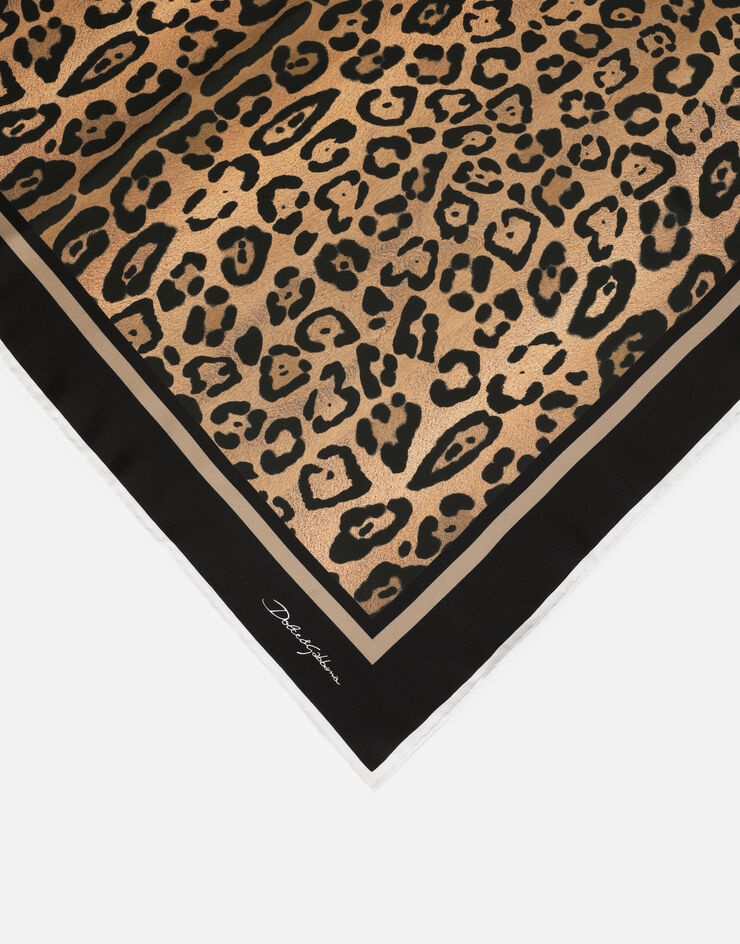 Leopard-print twill scarf (90 x 90) - 2