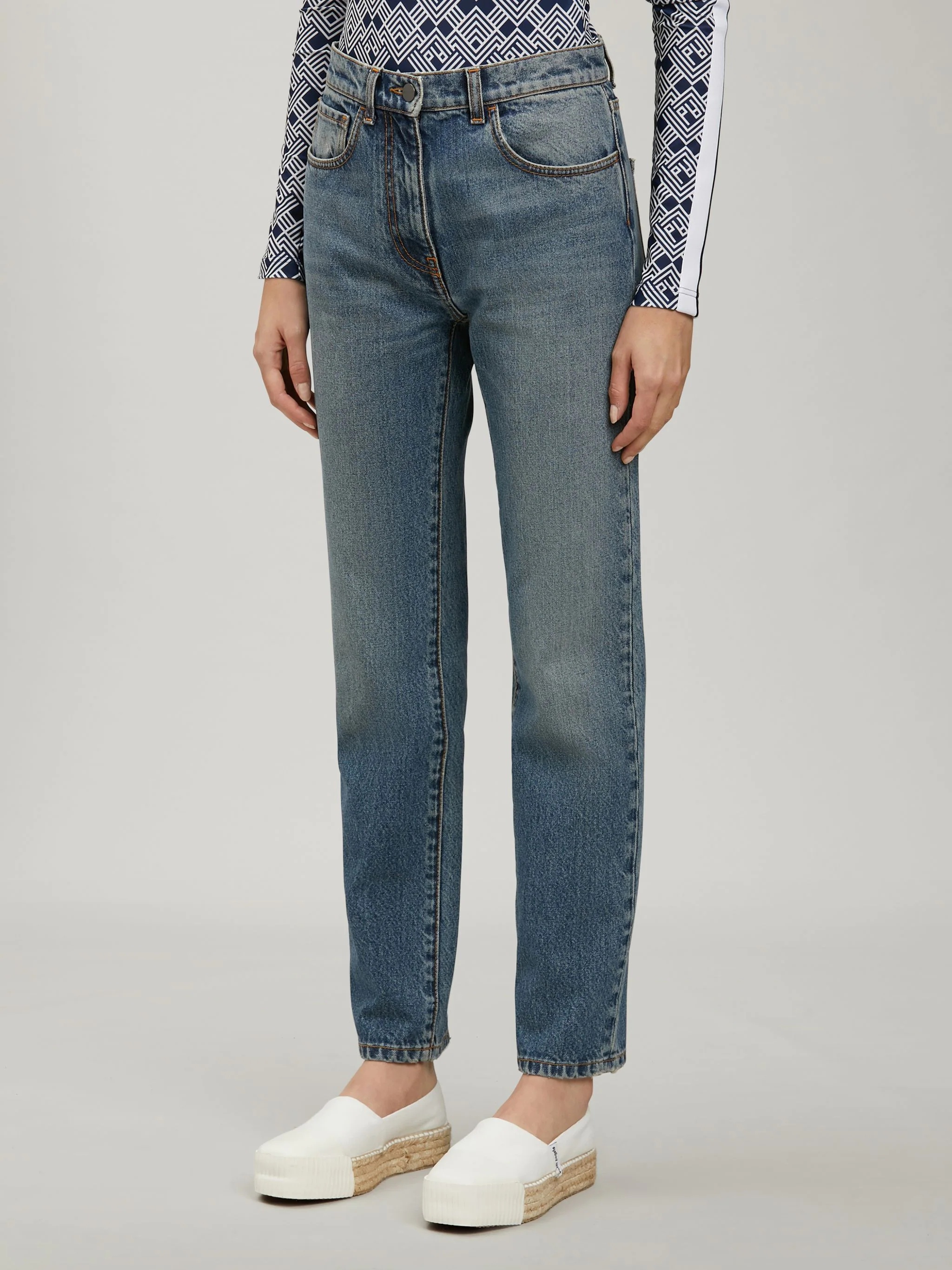INTARSIA DENIM PANTS - 4