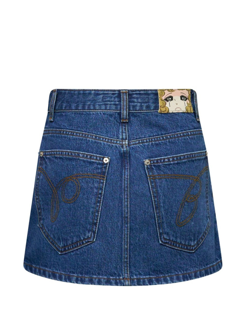 pushBUTTON printed denim mini skirt outlook
