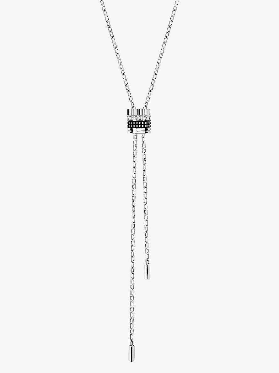 Quatre Black Edition 18ct white-gold and 0.18ct diamond small tie necklace - 2