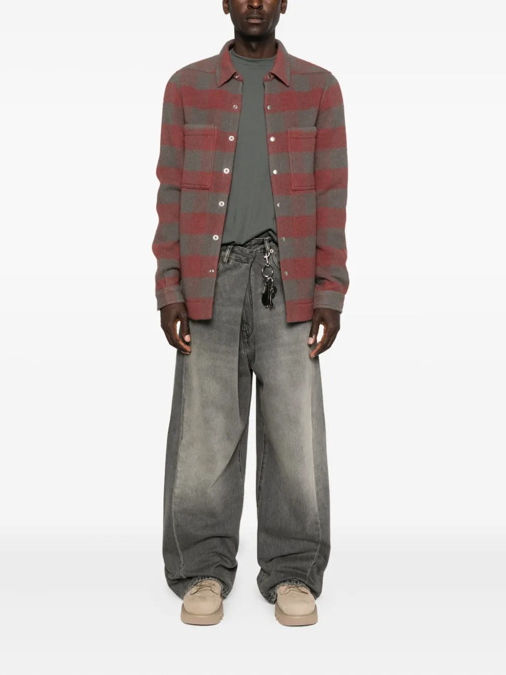 RICK OWENS - Men Wool Jumbo Plaid Outershirt - 1