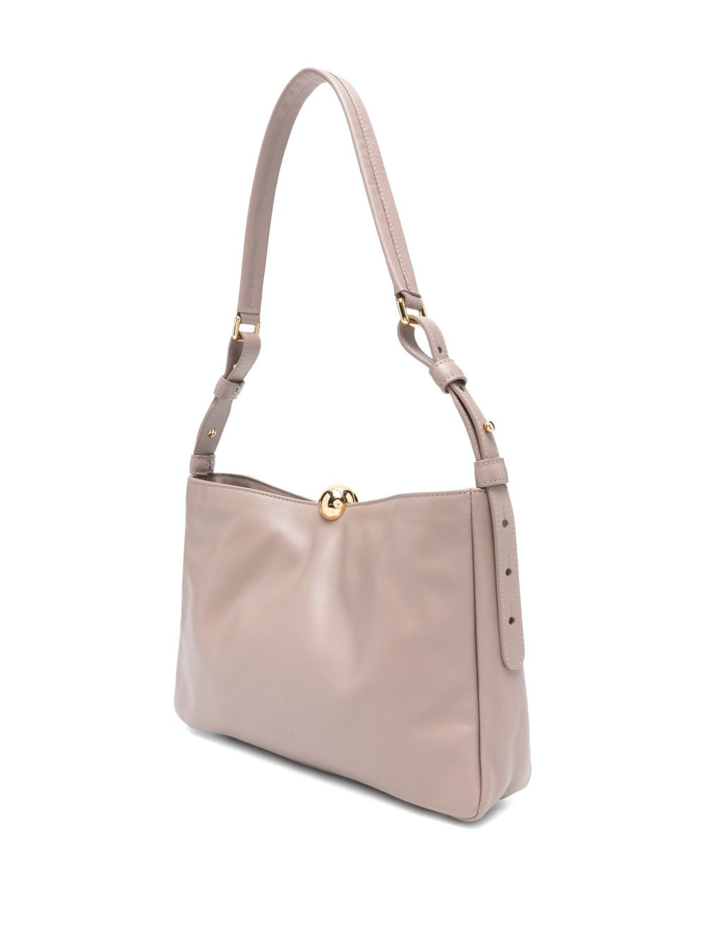 curved-top leather shoulder bag - 3
