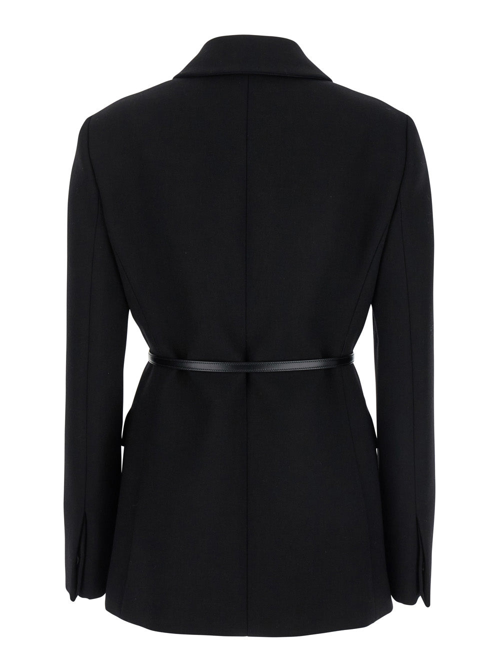 Gucci Women Black Jacket With Classic Collar And Belt With Double G Detail In Leather Woman - 2