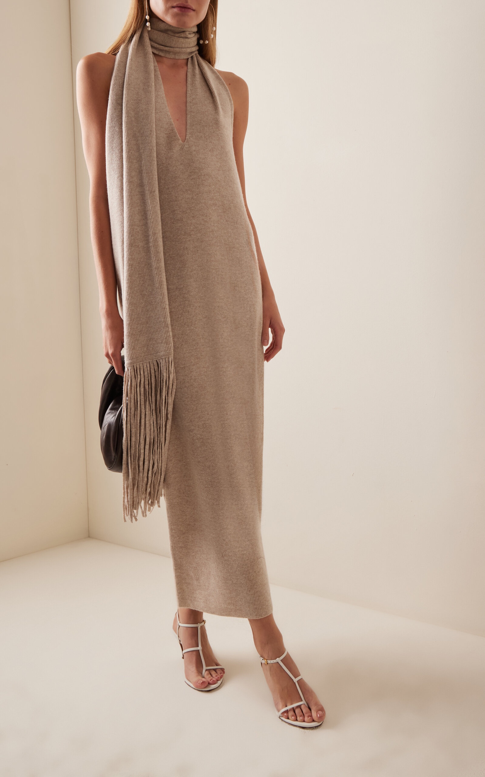 Jorden Scarf-Detailed Wool-Cashmere Midi Dress grey - 2