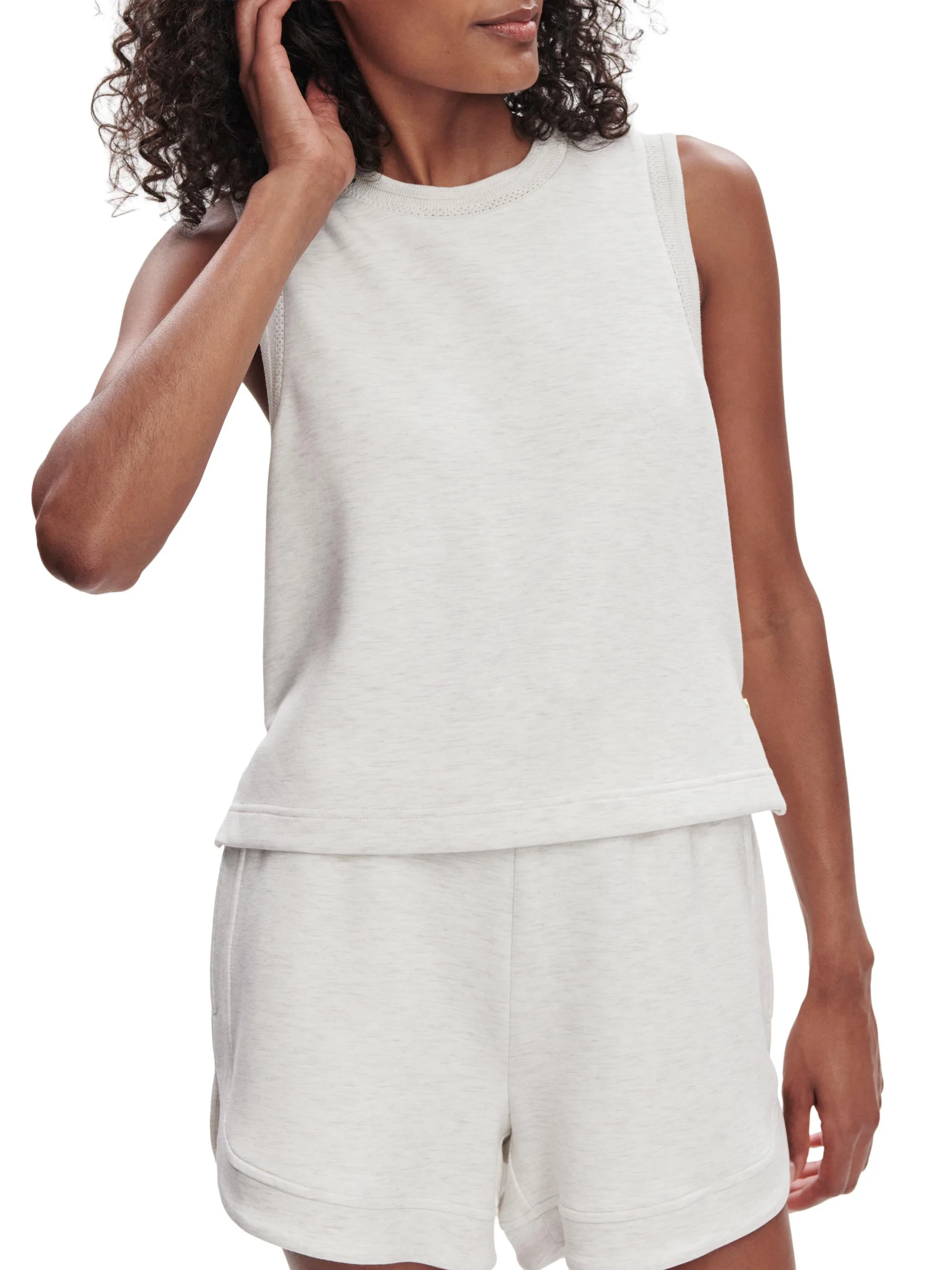 Women's Shea Cropped Tank - Ivory Marl - 1