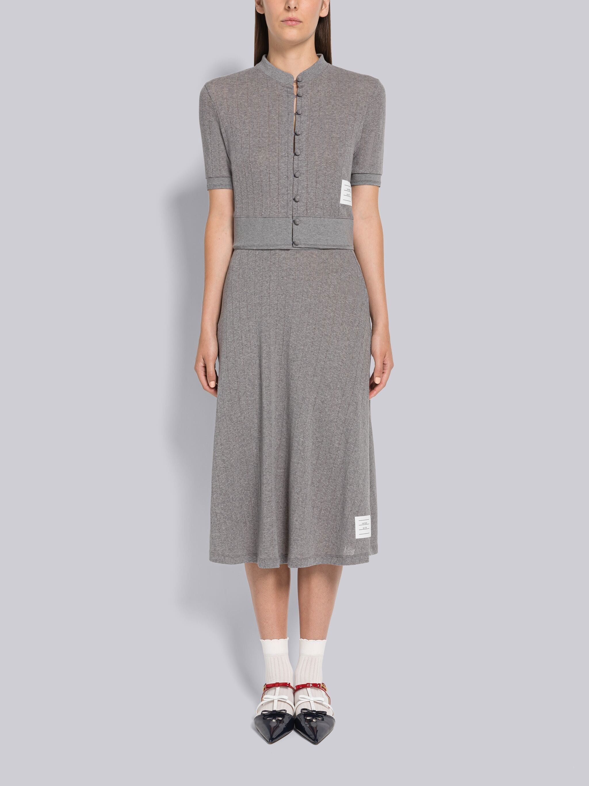 Pointelle Rib Below the Knee Skirt - 4